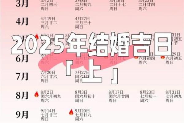 2025结婚吉日以及星期(2025年宜嫁娶的日子)